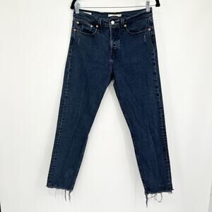 Levi’s Blue Black Button Fly Raw Hem Wedgie Jeans Size 28